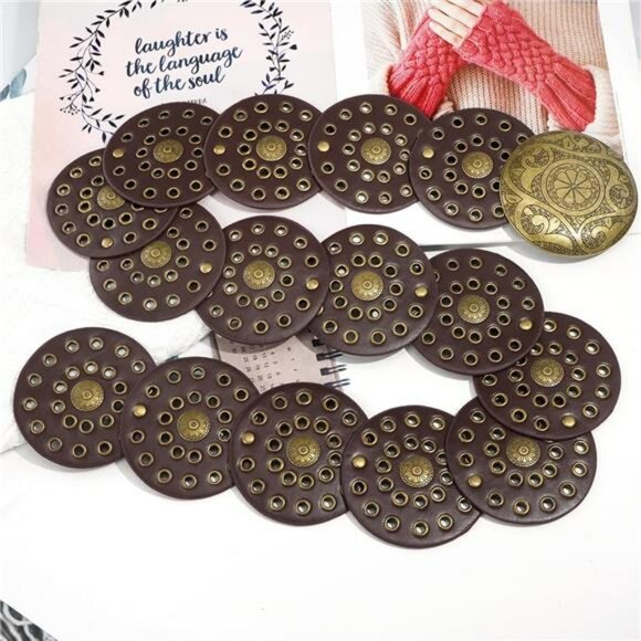 Womens wide boho leather belt vintage western chunky waist belt with metal buckl - Picture 6 of 7